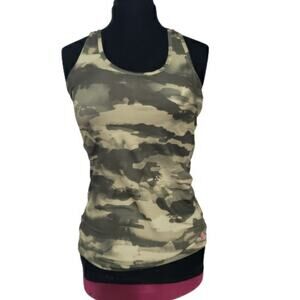 Road Runner Camouflage Print Racerback Scoopneck Sleeveless Active Tank Top